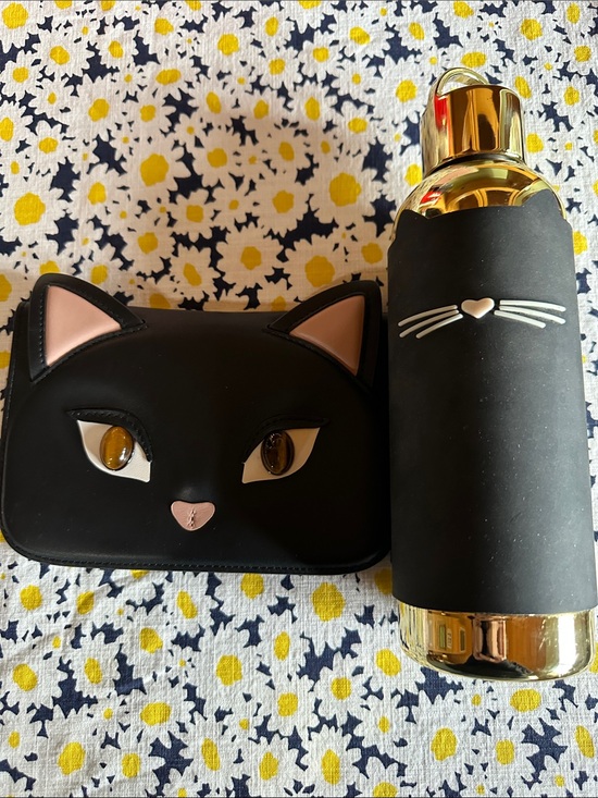 kate spade Handbags - Kate Spade Bundle Tiger Eye Suede Lined Kitty Bag & Kitty Thermos